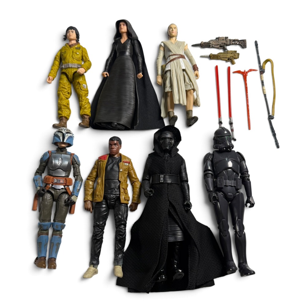 Star Wars Black Series 6" Lot Kylo Ren Bo-Katan Rey Finn Trooper Accessories